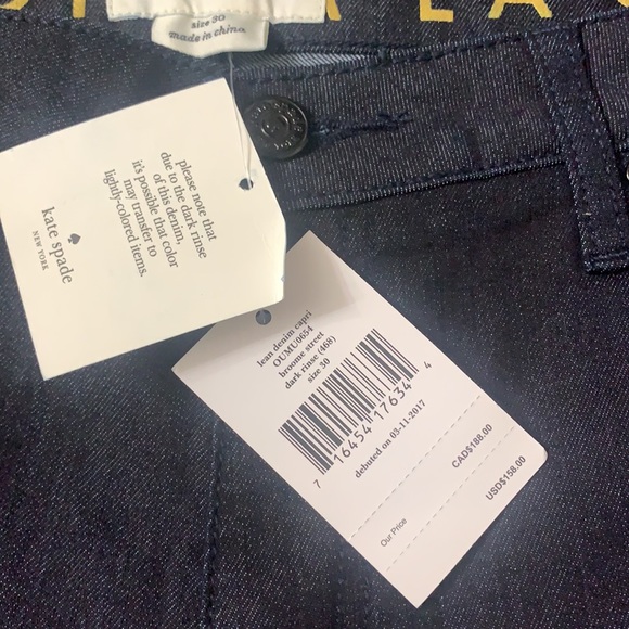 NWT. Kate Spade Dark Denim Women’s Jeans Brooke Street Size30 - Picture 2 of 9